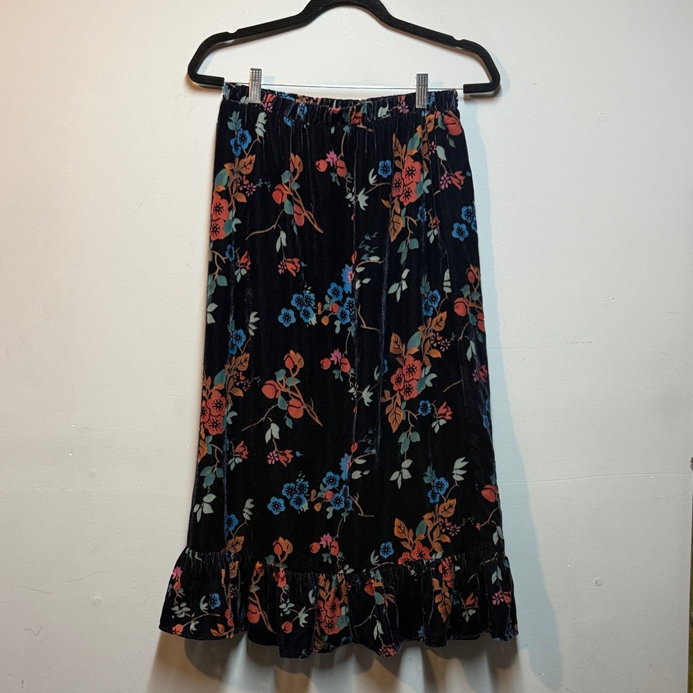 othilia anthropologie - velvet burnout FloralSkirt black